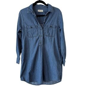 Madewell Denim Shirt Dress Medium Wash Long Sleeve Button Front Womens Size M